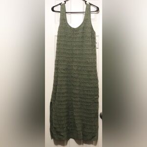🌿 NWT-Sage Green Crochet Knit Dress-Size M-Boho Sleveless